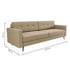 Sofá 3 Lugares Living Pé Palito Linho Cotton Bege 210 Cm