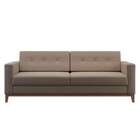 Sofá 3 Lugares Living Pés E Base Em Madeira Linho Cotton Bege