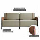 Sofá 3 Lugares Living Preto/linho Bege 3970 - Mais Decor