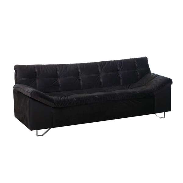 Sofá 3 Lugares Lumiar Veludo Preto