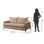 Sofá 3 Lugares M156 Linho Bege Couro Marrom 2 M