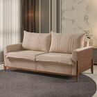 Sofá 3 Lugares M156 Linho Bege Couro Marrom 2 M