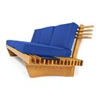 Sofá 3 Lugares Madeira Nobre Maciça Xangai Sala Moderna Azul