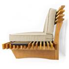 Sofá 3 Lugares Madeira Nobre Maciça Xangai Sala Moderna Bege