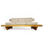 Sofá 3 Lugares Madeira Nobre Maciça Xangai Sala Moderna Bege