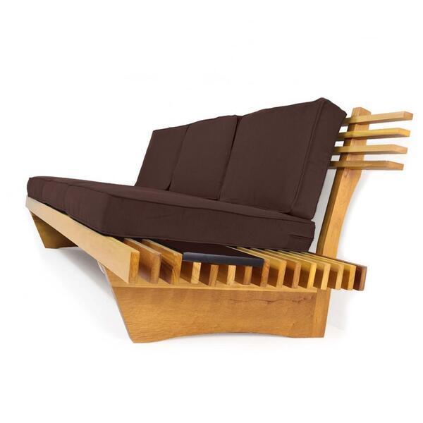 Sofá 3 Lugares Madeira Nobre Maciça Xangai Sala Moderna Marrom