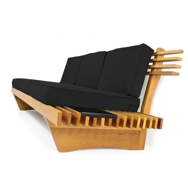 Sofá 3 Lugares Madeira Nobre Maciça Xangai Sala Moderna Preto