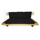 Sofá 3 Lugares Madeira Nobre Maciça Xangai Sala Moderna Preto