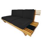 Sofá 3 Lugares Madeira Nobre Maciça Xangai Sala Moderna Preto