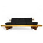 Sofá 3 Lugares Madeira Nobre Maciça Xangai Sala Moderna Preto