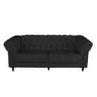 Sofá 3 Lugares Maggiore 220cm Couro Preto G58 - Gran Belo