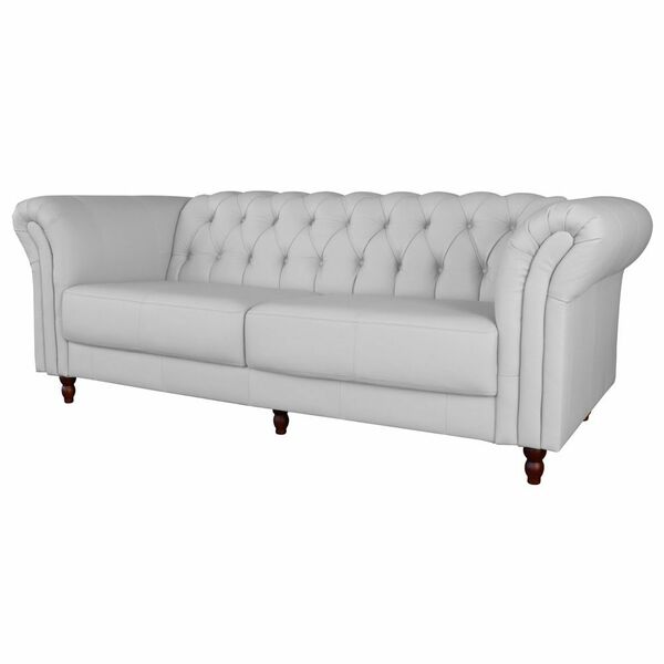 Sofá 3 Lugares Maggiore 240cm Couro Branco G58 - Gran Belo