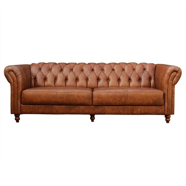 Sofá 3 Lugares Maggiore 240cm Couro Mel G58 - Gran Belo