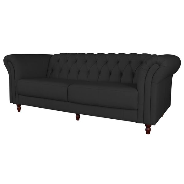 Sofá 3 Lugares Maggiore 240cm Couro Preto G58 - Gran Belo