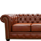 Sofá 3 Lugares Maísa 235cm Couro Marrom - Sallar Home