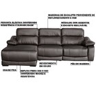 Sofá 3 Lugares Manual 283 Cm Frances Long Couro Marrom - Gran