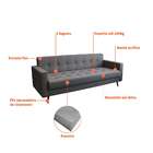 Sofá 3 Lugares Mariah Pé Palito Linho Cotton Cinza