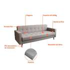 Sofá 3 Lugares Mariah Pé Palito Linho Cotton Cru