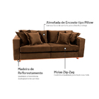 Sofá 3 Lugares Marrom Em Veludo 1,80m Phaeo