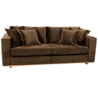 Sofá 3 Lugares Marrom Em Veludo 1,80m Phaeo