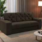 Sofá 3 Lugares Marrom Em Veludo 1,94m Ieoh