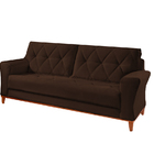 Sofá 3 Lugares Marrom Em Veludo 2,04m Deniot