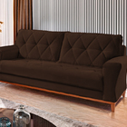 Sofá 3 Lugares Marrom Em Veludo 2,04m Deniot