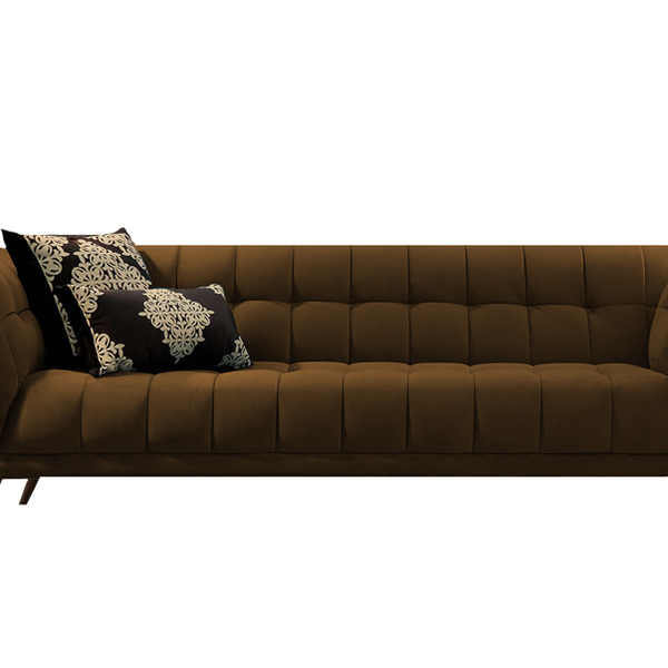 Sofá 3 Lugares Marrom Em Veludo 2,27m Hortênsia