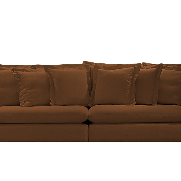 Sofá 3 Lugares Marrom Em Veludo 2,36m Levi