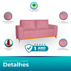 Sofá 3 Lugares Memphis Ultra Conforto Em Madeira Maciça E Sue