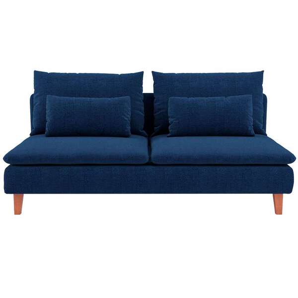 Sofá 3 Lugares Merkel Linho Azul Marinho