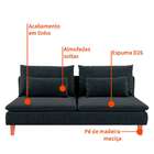 Sofá 3 Lugares Merkel Linho Grafite