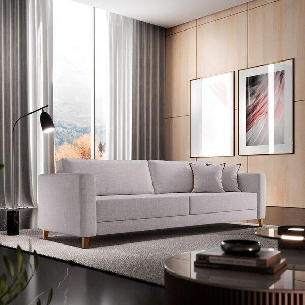 Sofá 3 Lugares Milão Linho 1,90m  Cinza