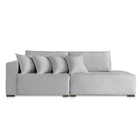 Sofá 3 Lugares Modulado com Chaise Isa BE Linho Cinza Claro 2