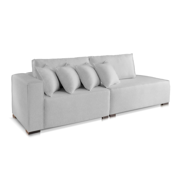 Sofá 3 Lugares Modulado com Chaise Isa BE Linho Cinza Claro 2