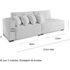 Sofá 3 Lugares Modulado com Chaise Isa BE Linho Cinza Claro 2