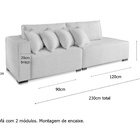 Sofá 3 Lugares Modulado com Chaise Isa BE Linho OffWhite 2,3m