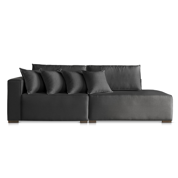 Sofá 3 Lugares Modulado com Chaise Isa BE Linho Preto 2,3m