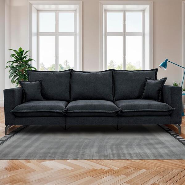 Sofá 3 Lugares Modular Boma 2,40m Boucle Cinza Escuro Sofá In