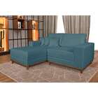 Sofá 3 Lugares Mônaco Com Chaise Esquerdo Linho Azul Claro