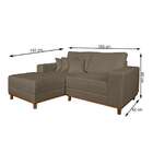 Sofá 3 Lugares Mônaco Com Chaise Esquerdo Linho Marrom Claro