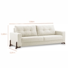 Sofá 3 Lugares Muy Com 2,00m Em Linho E Pés De Madeira - Linh