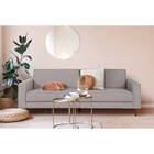 Sofá 3 Lugares Nairóbi - Nozes E Tecido Cinza Claro - Meu Móv