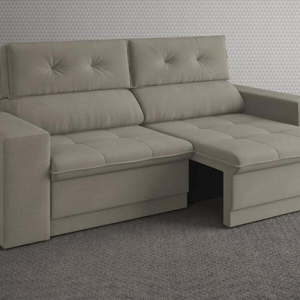 Sofá 3 Lugares Net Gaia Assento Retrátil E Reclinável Areia 2