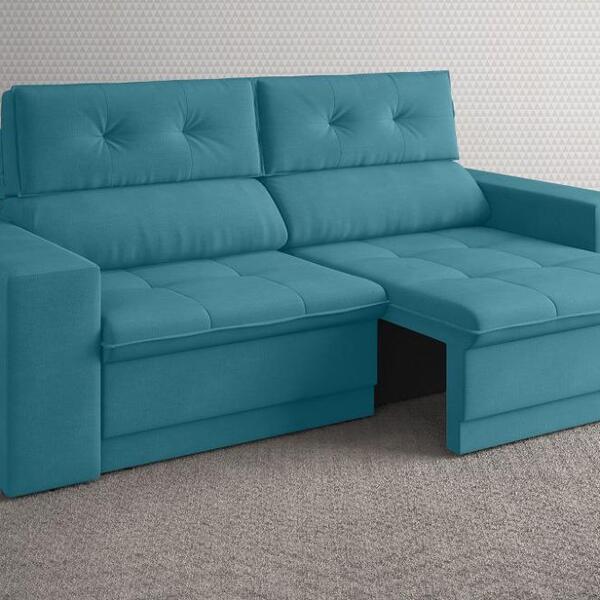 Sofá 3 Lugares Net Gaia Assento Retrátil E Reclinável Turques