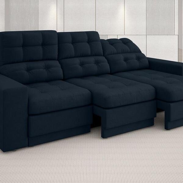 Sofá 3 Lugares Net Jobim Assento Retrátil E Reclinável Petrol