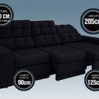 Sofá 3 Lugares Net Jobim Assento Retrátil E Reclinável Preto