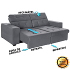 Sofá 3 Lugares New Itália 2,10m Retrátil, Reclinável, Com 2 P