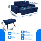 Sofá 3 Lugares New Itália 2,10m Retrátil, Reclinável, Com 2 P