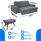 Sofá 3 Lugares New Itália 2,10m Retrátil, Reclinável, Com 2 P